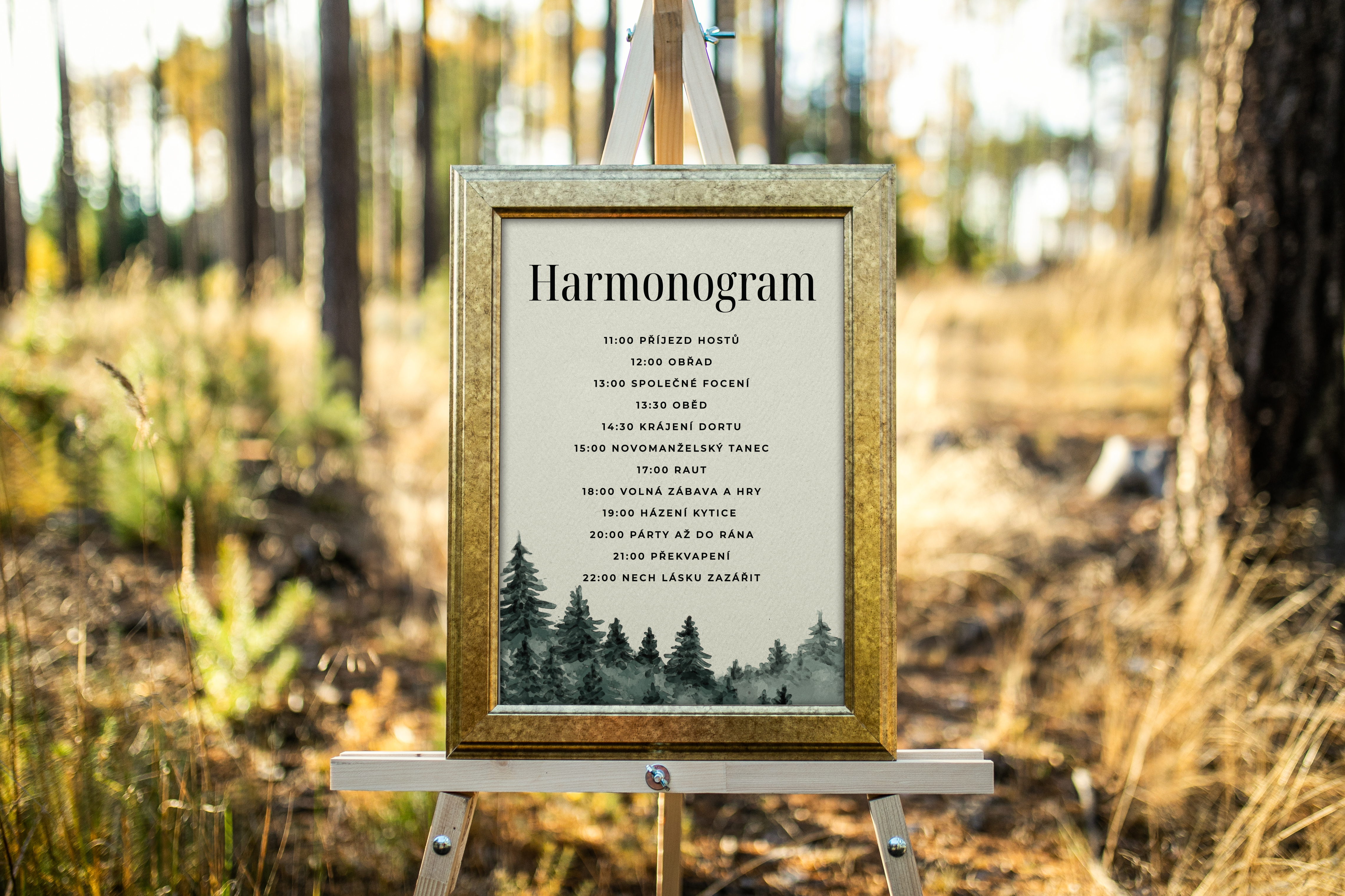 Papírový svatební harmonogram smetanový detail